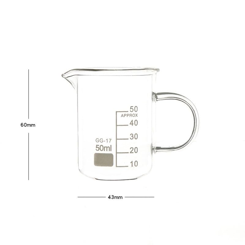 Zlewka laboratoryjna z dziobkiem, Zlewka ze szkła borokrzemianowego z rączką Miarka 50-800ml 2szt(100mlx2pcs)