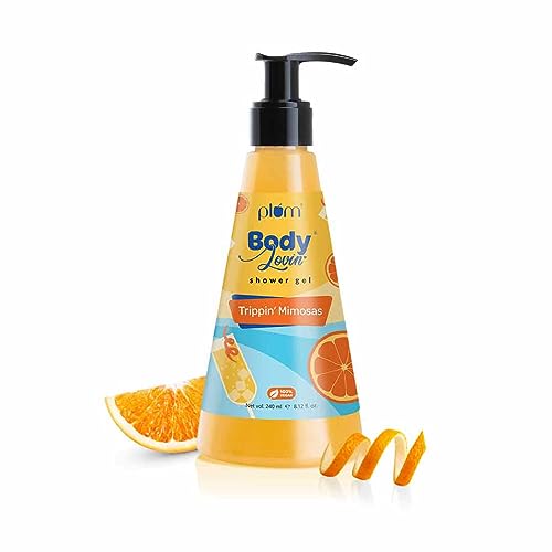 Plum BodyLovin' Trippin' Mimosas Shower Gel | SLS-Free Body Wash For Women | Long Lasting Fresh Citrusy Fragrance | Aloe-Infused Nourishing Body Cleanser For Soft & Smooth Skin (240 ml)