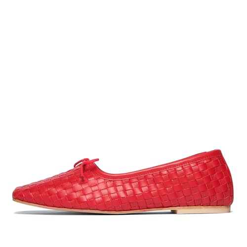 Woven Flats Ballet Shoes for Women with Bows Square Head Design Pull On Comfortable Elegance