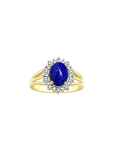 Image of Rylos Women's Yellow Gold Plated Silver Princess Diana Ring & Pendant Set. Gemstone & Diamonds, 9X7MM Birthstone. Matching Friendship Jewelry, Sizes 5-10.