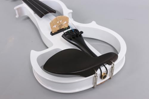 Image of Vetimobato Electric Violin 4 /4 Full Size Solid Wood Silent Violin Set for Adults Beginner Practice Electric Fiddle with Ebony Fittings Hard Case & Bow(4 String White)