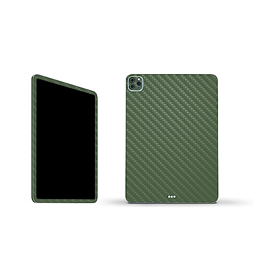 Image of MightySkins Carbon Fiber Skin Compatible with Apple iPad Pro 11 inch M2 4th Gen (2022) Full Wrap Kit - Solid Olive | Protective, Durable Textured Carbon Fiber Finish | Easy to Apply | Made in The USA