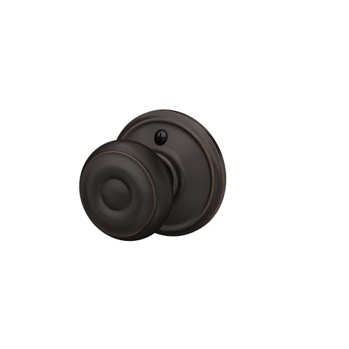 Image of Schlage F170 GEO 716 Georgian Door Knob, One Sided Non-Turning Dummy Door Handle, Aged Bronze