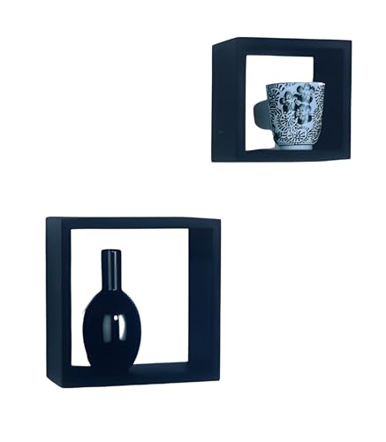 Dekoleidenschaft Marseille Lot de 2 cubes d'étagères murales Noir