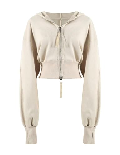 Arssm Cropped Hoodie Women Long Sleeve Sweatshirts Casual Fashion