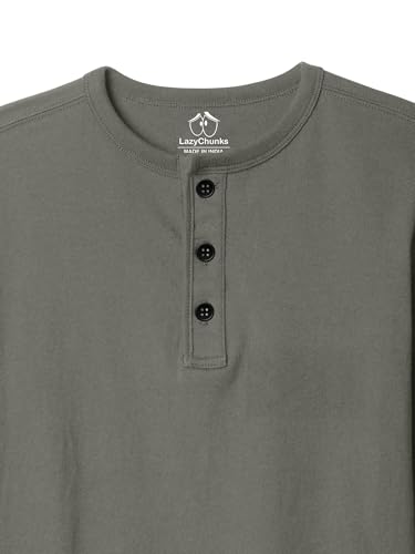 Image of LAZYCHUNKS T-Shirt for Men|Plain Henley Full Sleeve T Shirt|Cotton Blend T Shirt for Men|Men's T-Shirt|Tshirt for Men Stylish|T-Shirts for Men Regular Fit.