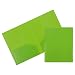JAM PAPER Heavy Duty Plastic 2 Pocket School Folders - Lime Green - 6/Pack