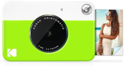 Kodak Printomatic Digital Instant Print Camera (Neon Green), Full Color Prints On Zink 2x3 Sticky-Backed Photo Paper - Print Memories Instantly