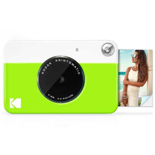 Printomatic Fotocamera istantanea stampe su carta fotografica Zink Zero Ink 2x3 con retro autoadesivo, Verde neon