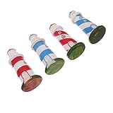 BAZEITFLOW 4 Piezas Figuritas de Faro de Resina Mediterráneo de Miniaturas Decorativas Náuticas para Mesa Ornamentación Temática Playa y Jardín Marítimo