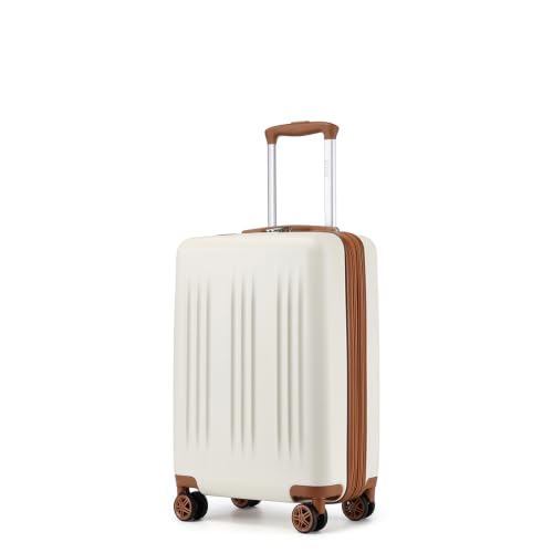 Image of Kono Carry On Luggage 22x14x9 Airline Approved 20 Inch Expandable, Cream | Lightweight PC+ABS Carry-On Luggage, Durable Hardshell Suitcase with 360 Spinner Wheels, TSA Lock, Ideal for 1-3 Days Trips