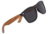 Woodies Polarized Zebra Wood Sunglasses with Free Bamboo Sunglasses Case for Men and Women | 100% UV