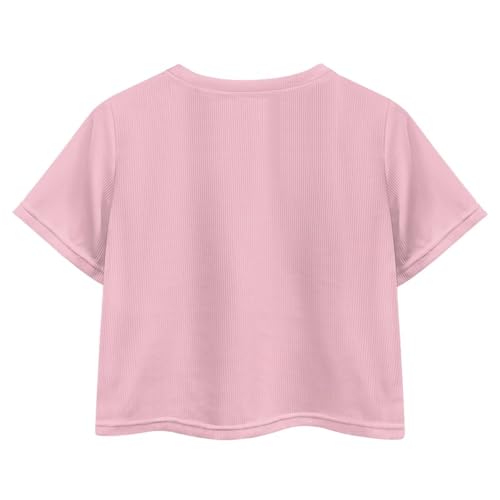 Girls Short Sleeve Shirt Cute Kids Crop Tops for Girls 5-14 Hip Hop Dance Outfit Teens Summer Clothes Trendy Tees2
