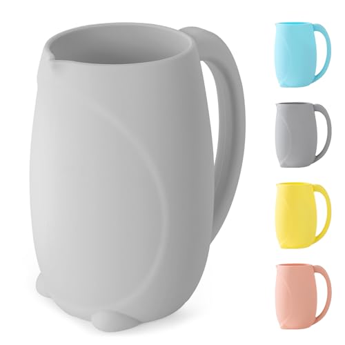 Image of Bath Rinse Cup with Easy Grip Handle - Baby Brand, Children's Shampoo and Body Wash Rinser, Food Grade Silicone, Penguin (Grey)