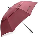 G4Free 47/54/58/62/68 Inch Automatic Open Golf Umbrella Extra Large Oversize Double Canopy Vented Windproof Waterproof Stick Umbrellas (Wine Red, 62 inch)