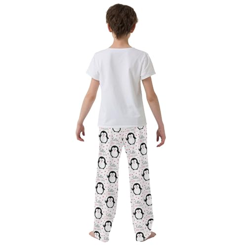 Penguin I Love Coffee Boys Long Pants Soft Trousers Elastic Waist Kids Lounge Bottoms with Pockets S-XL3