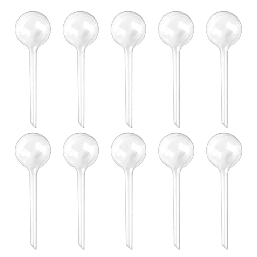 Plant Watering Globes Set of 10, Self Watering Bulbs for Indoor & Outdoor Plants, Plastic Automatic Water System (Clear, 10 Pack Large)