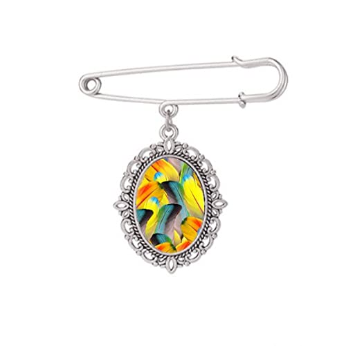 Broche plume et fleur colorée pour accessoiriser un châle de cérémonie