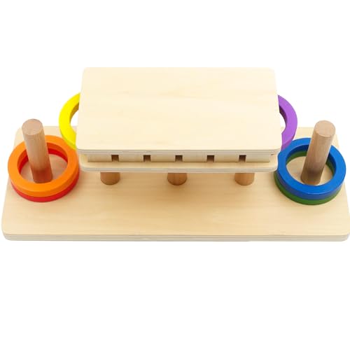 Image of Hidoggy Montessori Wooden Ring Slide Toy for Toddlers 1-3, Wooden Educational Toy Stacking Toy for Hand-Eye Coordination, STEAM Toddler Toy