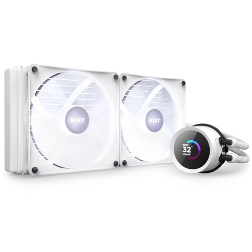Image of NZXT Kraken 280 RGB - RL-KR280-W1-280mm AIO CPU Liquid Cooler - Customizable 1.54 inch Square LCD Display for Images, Performance Metrics and More - 2 x F140 RGB Core Fans - White
