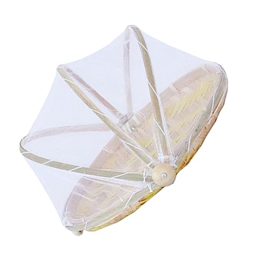 GLEAVI Woven Storage Basket with Cover Kitchen Organizer for Food Dustproof Tray for Fruits Vegetables and Bread Natural Decorative Woven Tray for Home