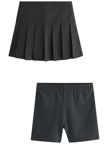 NEXT Niñas Conjunto de Falda Plisada y Pantalones Cortos Estilo Ciclista Gris 10 Años