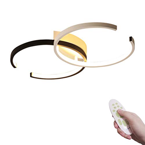 Modern Bedroom Ceiling Light Fixture 2 Rings Continuous Dimming Ceiling Lights White Flush Mount Ceiling Lamps Silica Light Covers 55W Lighting for Living Room Dining Room Kitchen Island