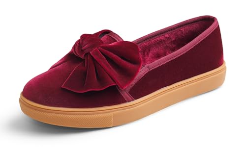 Image of FEVERSOLE Women's Casual Slip On Sneaker Fashion Bow Tie Loafer Flats