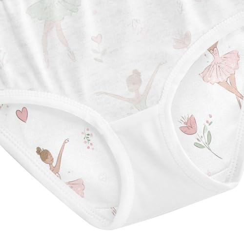 Wusikd Cartoon Ballerina Girls' Underwear Cotton Pink Green Girls Briefs Soft Toddler Underwear 2T 5