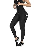 FeelinGirl High Waisted Corset Leggings for Women Tummy Control Waist Trainer Workout Yoga Pants with Pockets