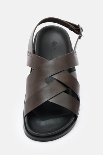 Image of SNITCH Men's Sandals | Minimalist Solid Pattern Design | PU Synthetic Upper & PU Insole, TPR Outsole | Adjustable Strap Casual Footwear