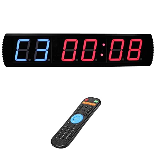 Huge 28.7” Large Gym Digital Led Wall Clock, EMOM Timer, 4 Inch 6-Digit Cycle Timer, 12/24H Display, Up/Dn MM:SS, Stopwatch, Tabata, FGB, for Home Gym