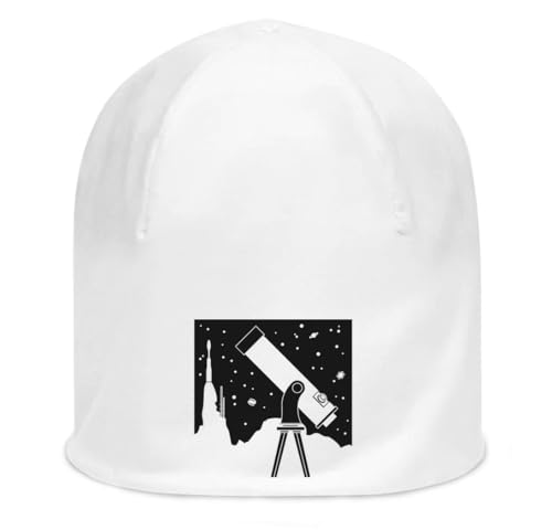 Bonnet astronomie télescope étoiles en coton extensible blanc pour homme femme taille unique adulte