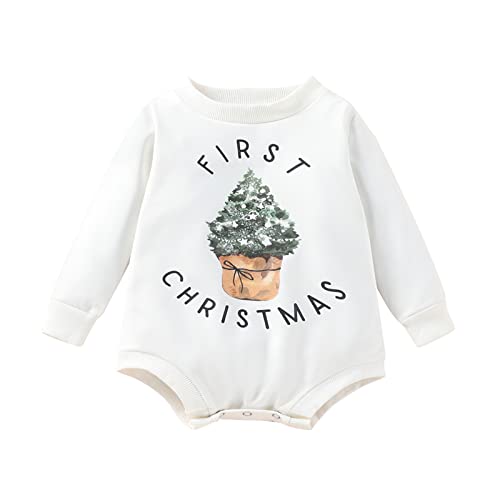 FYBITBO My First Christmas Baby Girl Boy Outfit Sweatshirt Romper Sweater Onesie Long Sleeve Bodysuit Fall Clothes