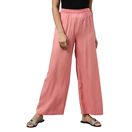 Image of GO COLORS Soft Viscose Basic Palazzo Full Length for Women| Breathable, Mid Rise, Relaxed Fit