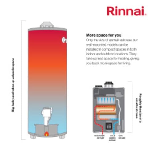 Image of Rinnai RE180iP Non-Condensing Propane Tankless Water Heater, Up to 8.5 GPM, Indoor Installation, 180,000 BTU