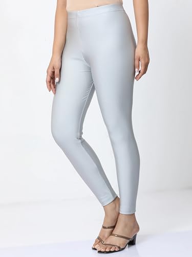 Image of Women's Nylon Shimmer Leggings | Ankle Length | Slim Fit | Stretchable Spandex Leggings | Shiny Finish | Casual Wear & Special Occasion