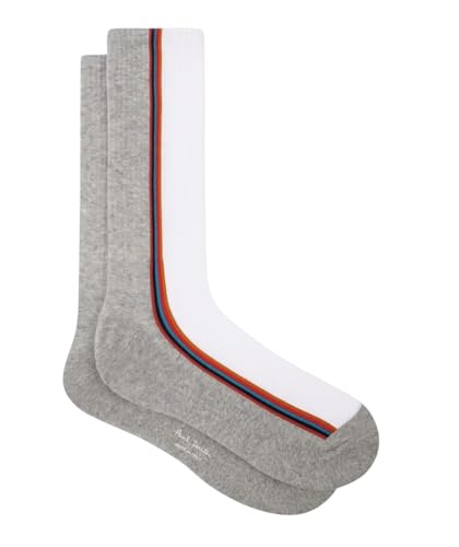 Paul Smith PS Gabin Sport Socks Grey White Multicoloured Stripes. One Size.