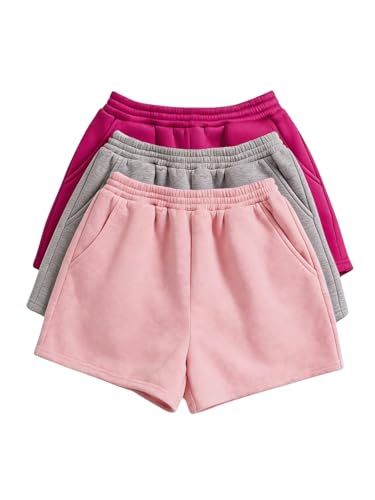 Image of SOLY HUX Girls 3 Packs Sweat Shorts Elastic Waist Casual Summer SweatShorts Teen Apparel