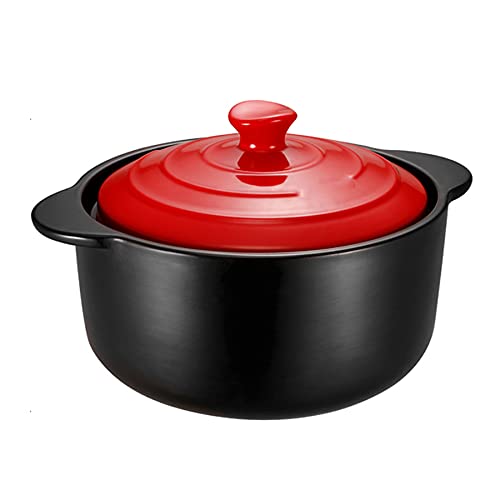Cocotte en céramique rouge 4L, plat à lasagnes avec couvercle thermorégulateur