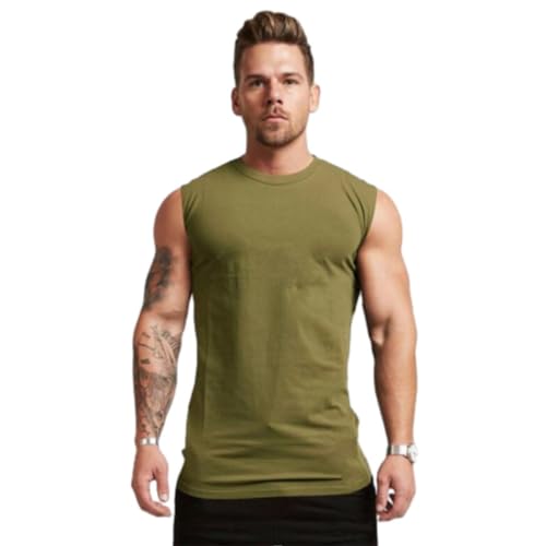 Photo de ZEMALON Top Homme Casual Mode Couleur Unie Training Shirt Homme Personnalité Confortable Tendance À Manches Courtes Homme Jeunesse Classique All-Match Sweatshirt Homme H-Army Green M