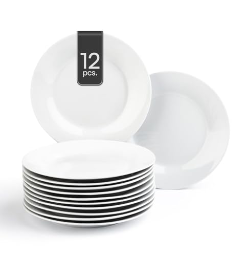 Home4You Dessertteller - Weiß - Ø 20 cm - Porzellan - 12er Set