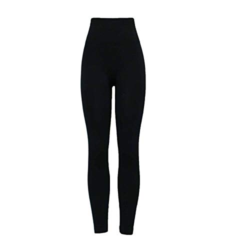 VR7 High Waist Compression Leggings Black Women's Figure Firming Tummy Control (Black, UK 8-10 (S/M)