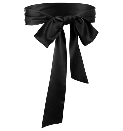 Black Sash Belt for Women, Women’s Satin Dress Belt, Perfect for Special Occasions Bridal Wedding - 4 Inches Wide, Timeless Stylish Accessory