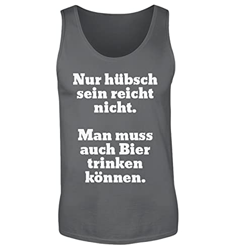 Camiseta de tirantes para hombre en color gris y negro talla L con diseño de cerveza