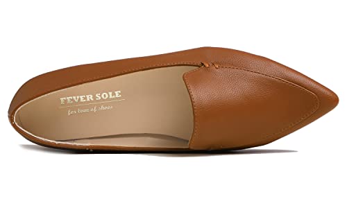 Image of FEVERSOLE Women's Loafer Flat Pointed Deco Low Heel Fashion Slip On Dress Driving Office Shoes