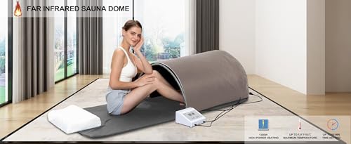 Image of ZONEMEL Personal Infrared Sauna Dome for Home Spa, 360 Degree Coverage Lying Down Hot Carbon Sauna, Portable Full Body Sauna with Pillows and Mat, Dry Heat