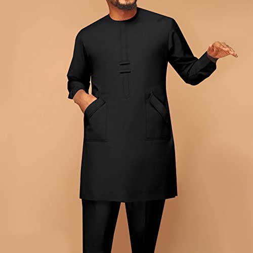 African Men Traditional Clothing Set Full Sleeve Dashiki Long Shirts and Pants 2 Piece Set African Suits2