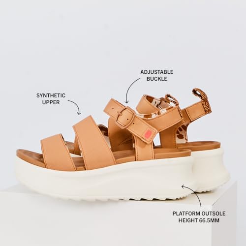 HEYDUDE Women's Delray Buckle Classic Platform Sandal, Tan, Size 8 - image 3