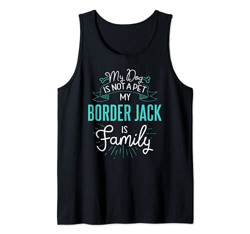 Cute Border Jack Design Family Dog Giftn Tank Top, Black